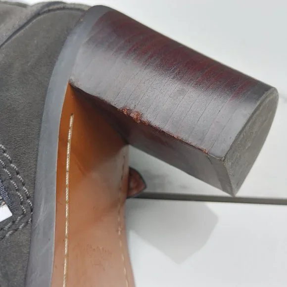 Coach Suede 3.5" Block Heel Harness Bootie In Grey Women's Size 7.5 - Picture 9 of 10